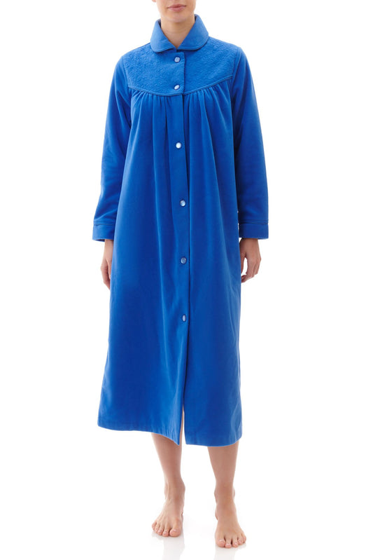 Givoni: Mid Length Gown, Button Front. Embroidered Self Yoke.  'GB'
