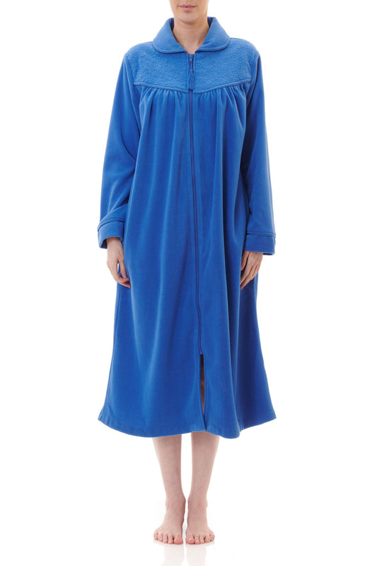 Givoni: Mid Length Gown, ZIP Front. Embroidered Self Yoke.  'GB'
