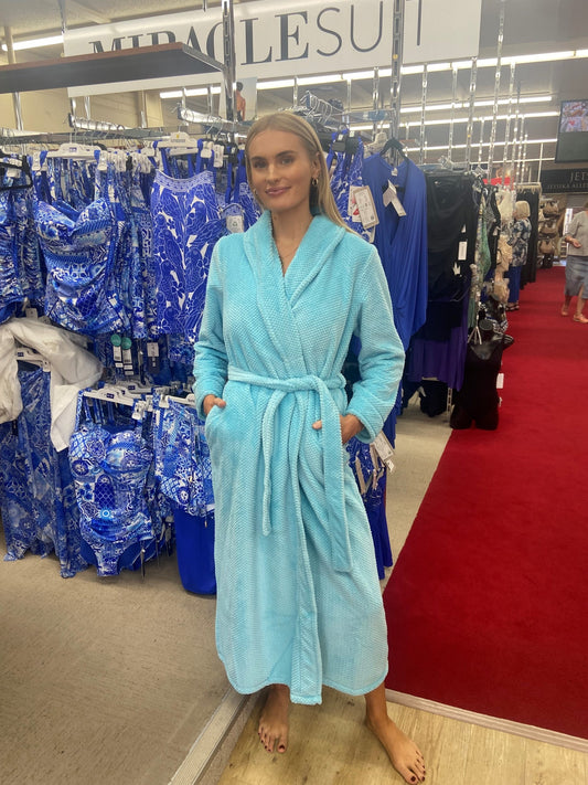Givoni: Long Length Gown, Wrap with Collar.  Side Inset Pockets.  'Dimple'