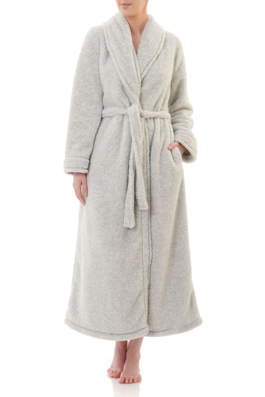 Givoni: Long Length Gown, Wrap Over with Collar.   'Silver Marle'