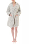 Givoni: Hooded Short Gown, Wrap Over with Hood.   'Silver Marle'