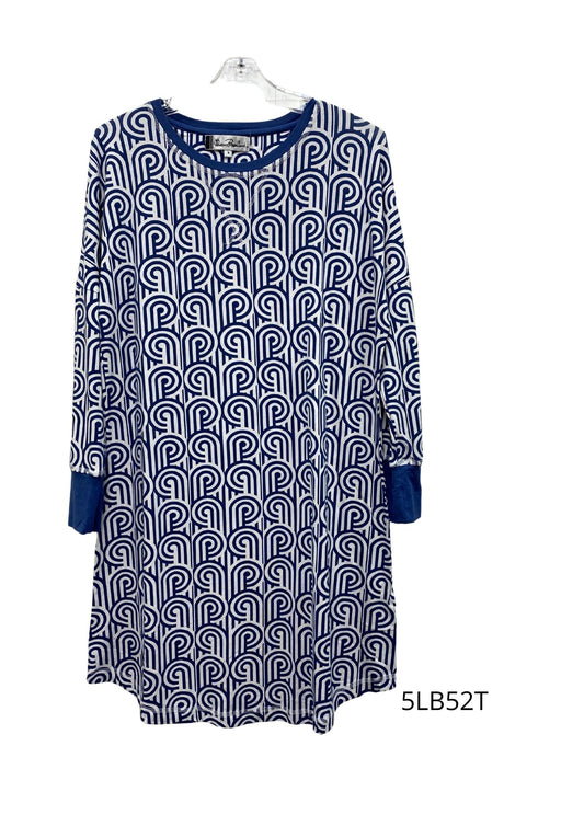 Givoni:  Short nightie long Length sleeves Bamboo Cotton Mix 'Turnabouts'