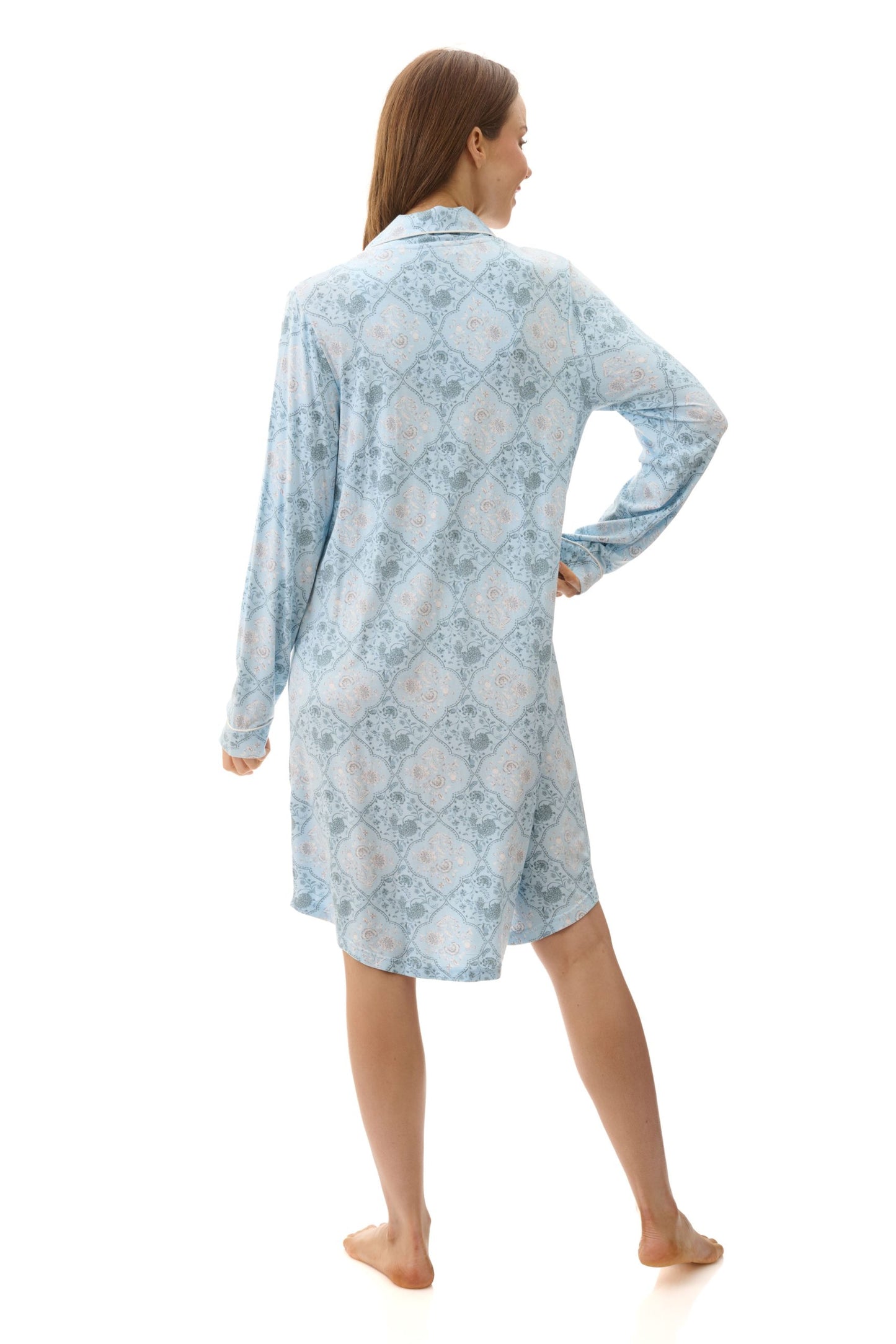 Givoni: Hattie Short Sleepshirt with Collar & Buttons