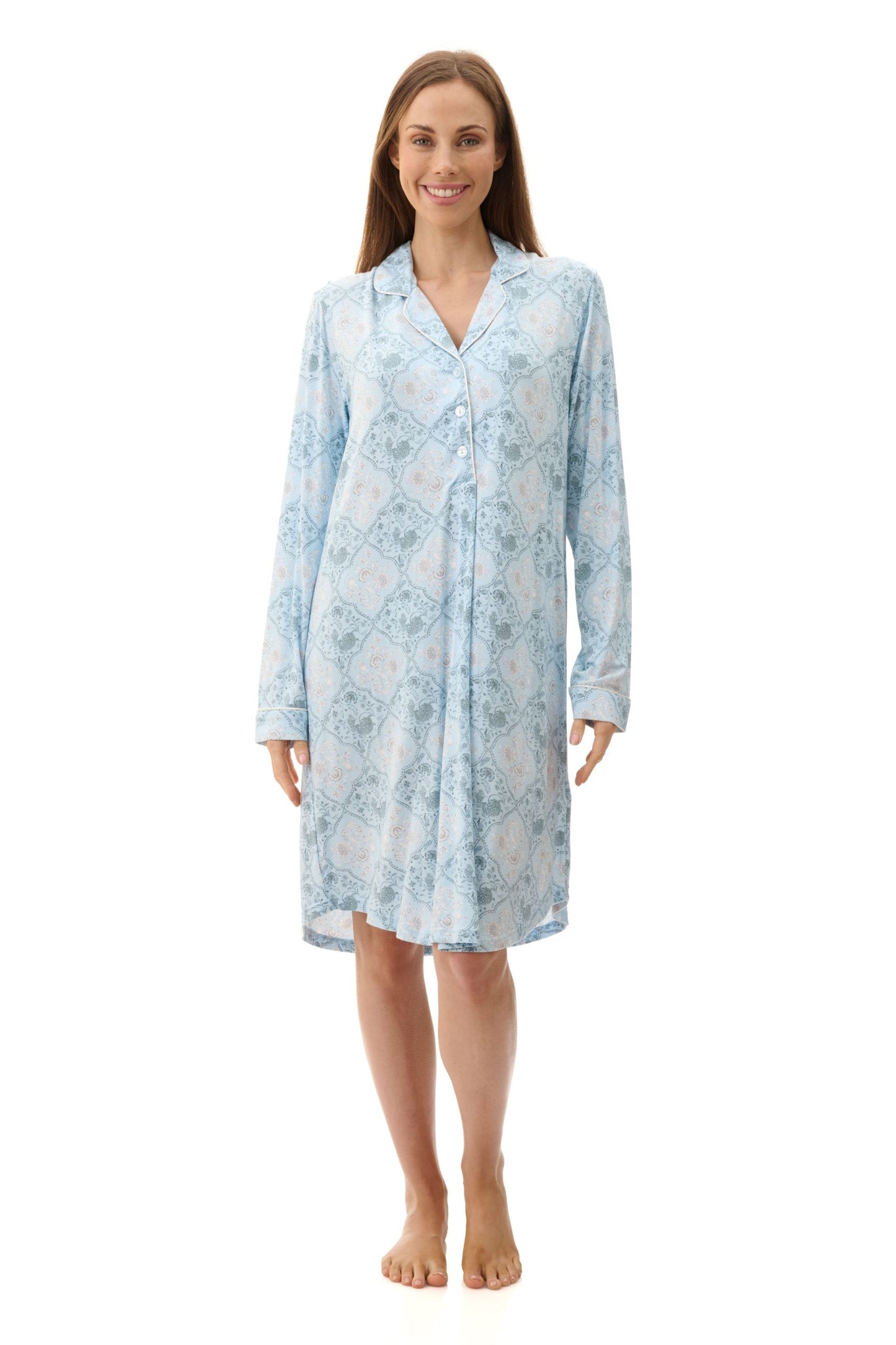 Givoni: Hattie Short Sleepshirt with Collar & Buttons