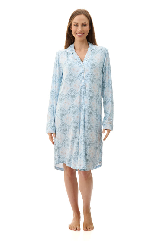 Givoni: Hattie Short Sleepshirt with Collar & Buttons