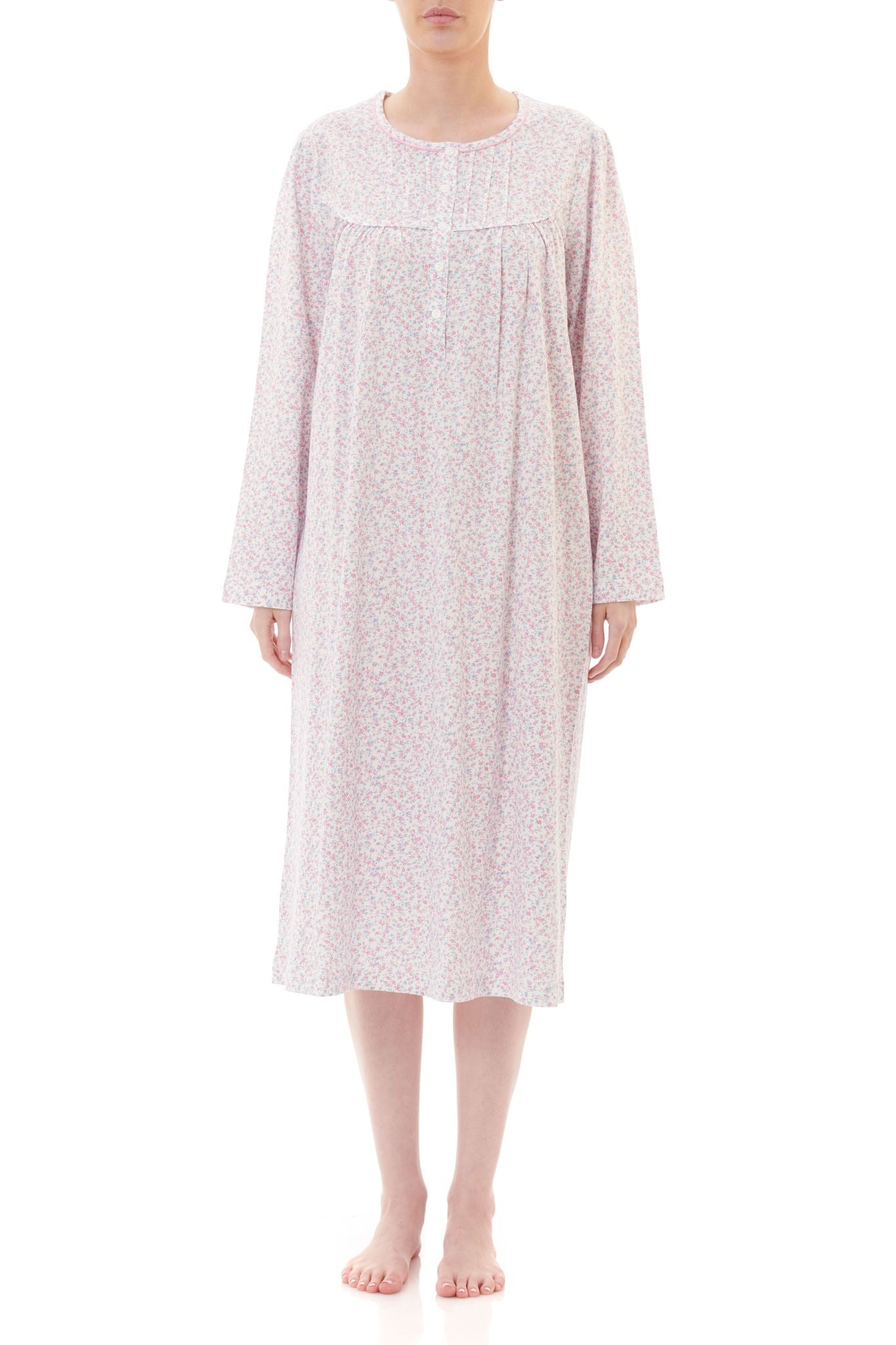 Givoni: Mid Length Nightie with Long Sleeves. 'Mae'