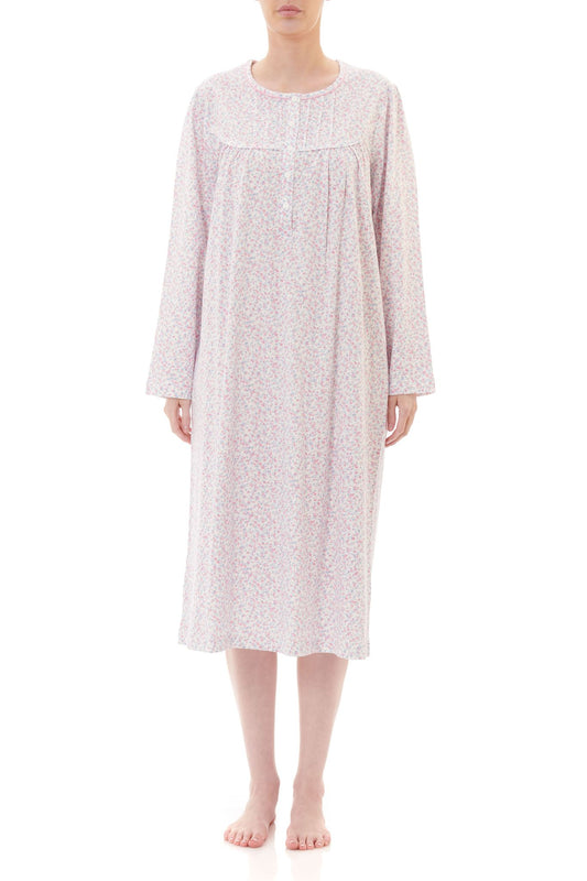 Givoni: Mid Length Nightie with Long Sleeves. 'Mae'