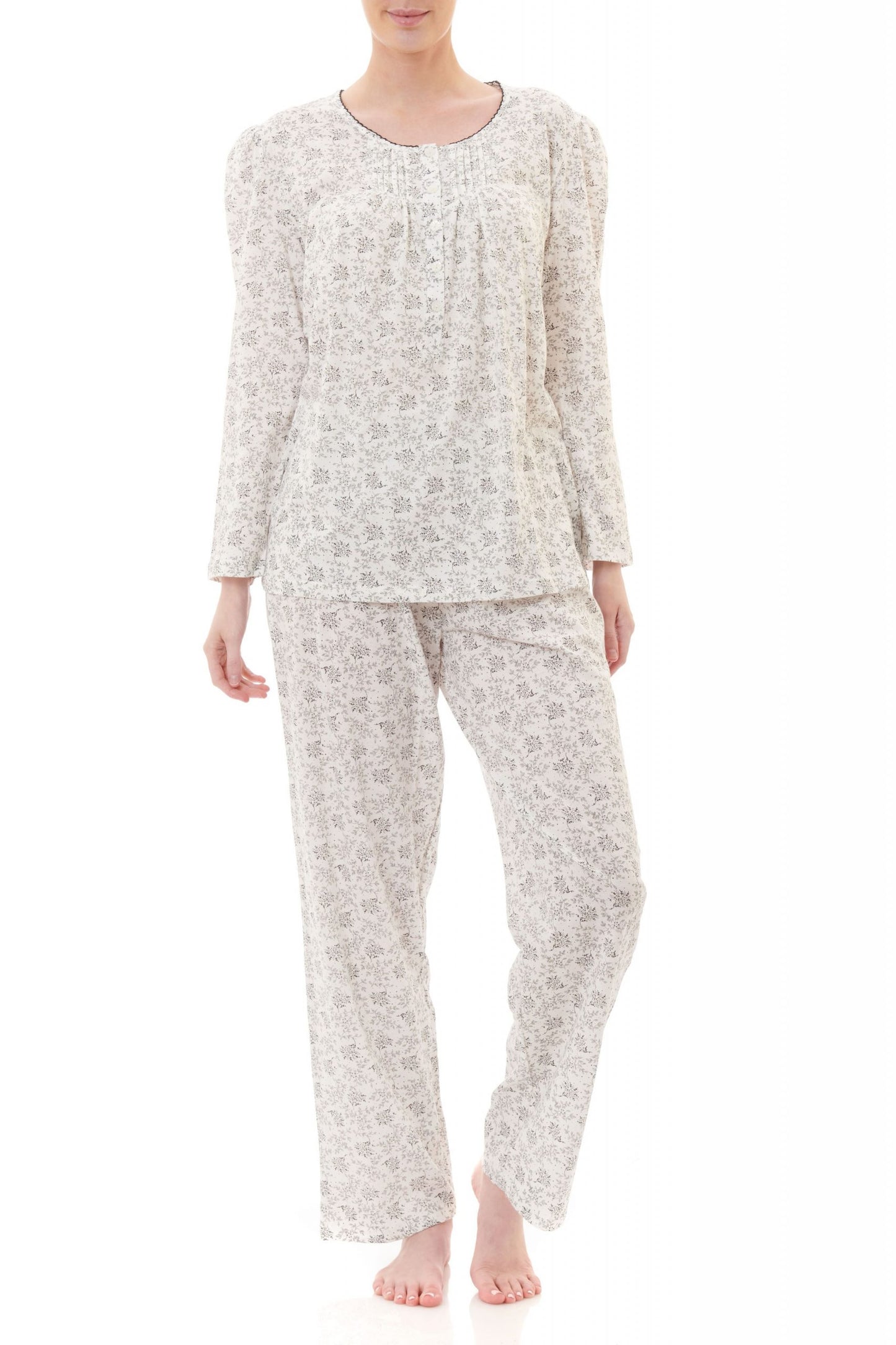 Givoni: Long Pyjama. Neckline has Self Binding & Picoette.  'Sierra'