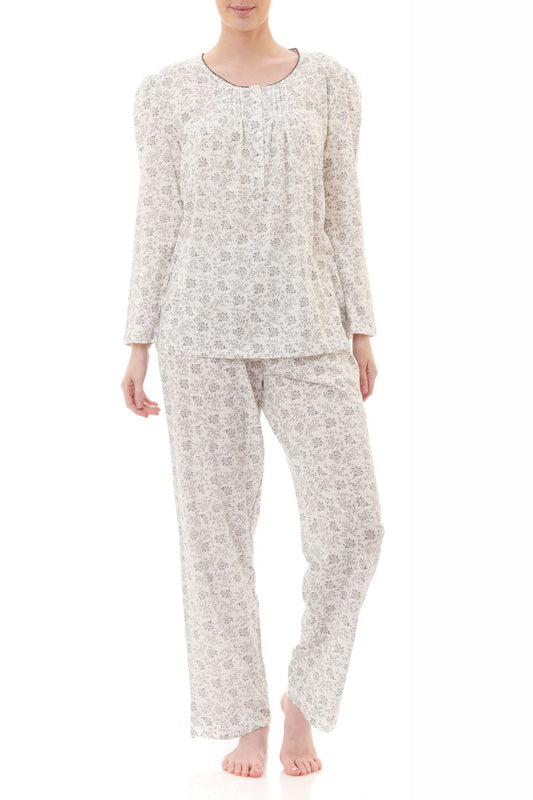 Givoni: Long Pyjama. Neckline has Self Binding & Picoette.  'Sierra'