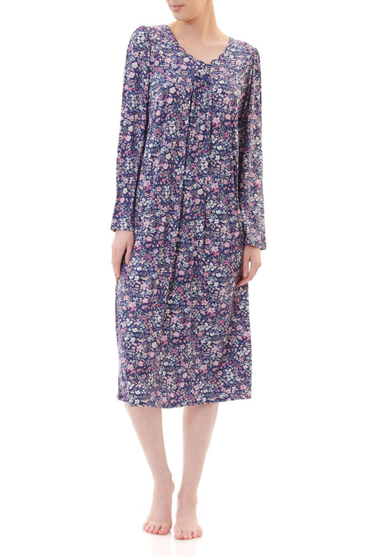 Givoni: Mid Length Nightie. Long Sleeves.  'Hazel'