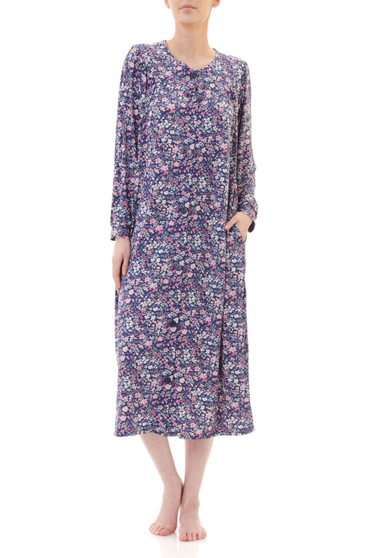Givoni: Mid Length Button Gown. Long Sleeves.  'Hazel'