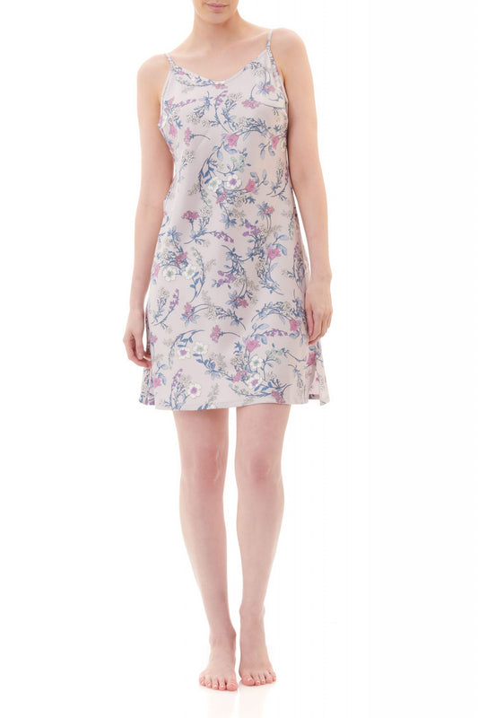 Givoni: Short Chemise. Bias Cut Chemise. Printed Satin. 'Monica'