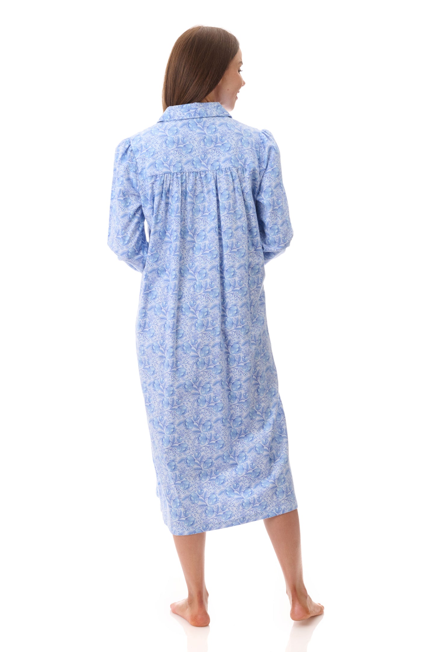 GIVONI:  FL Kora Print Mid Length Collared Nightie