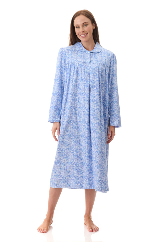 GIVONI:  FL Kora Print Mid Length Collared Nightie