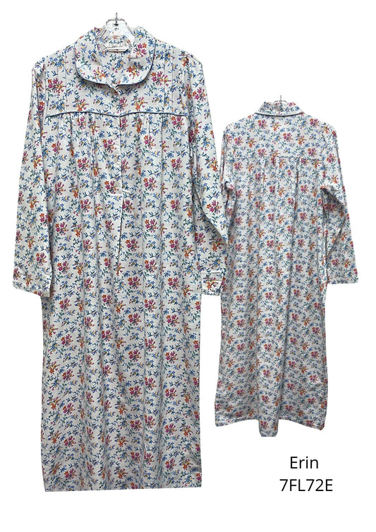 Givoni:  Flannelette Long length nightie Long Sleeves 'Erin'