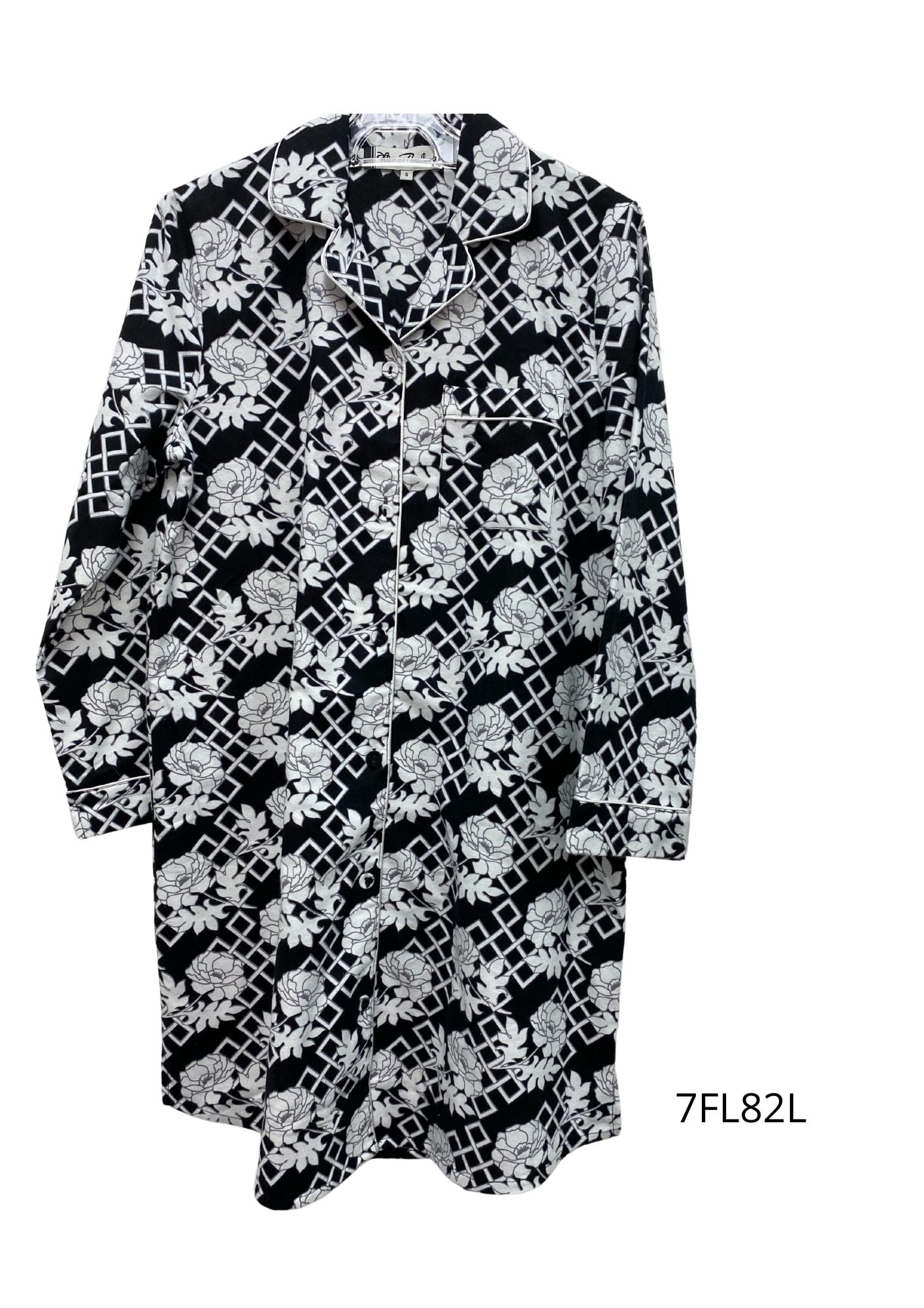Givoni: Florence Broadhurst Short Sleepshirt with Collar Flannelette