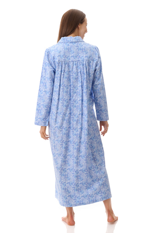 GIVONI:  FL Kora Print Long Length Collared Nightie