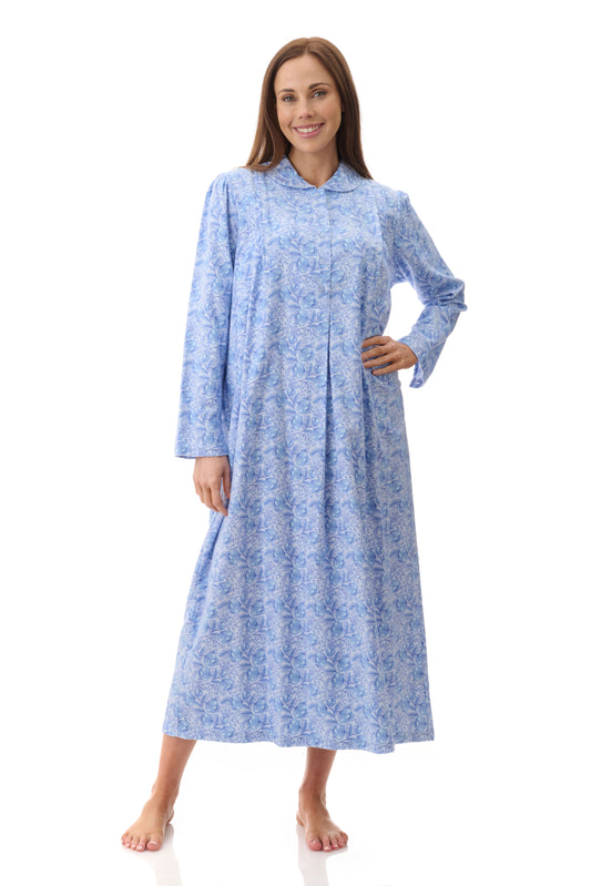 GIVONI:  FL Kora Print Long Length Collared Nightie