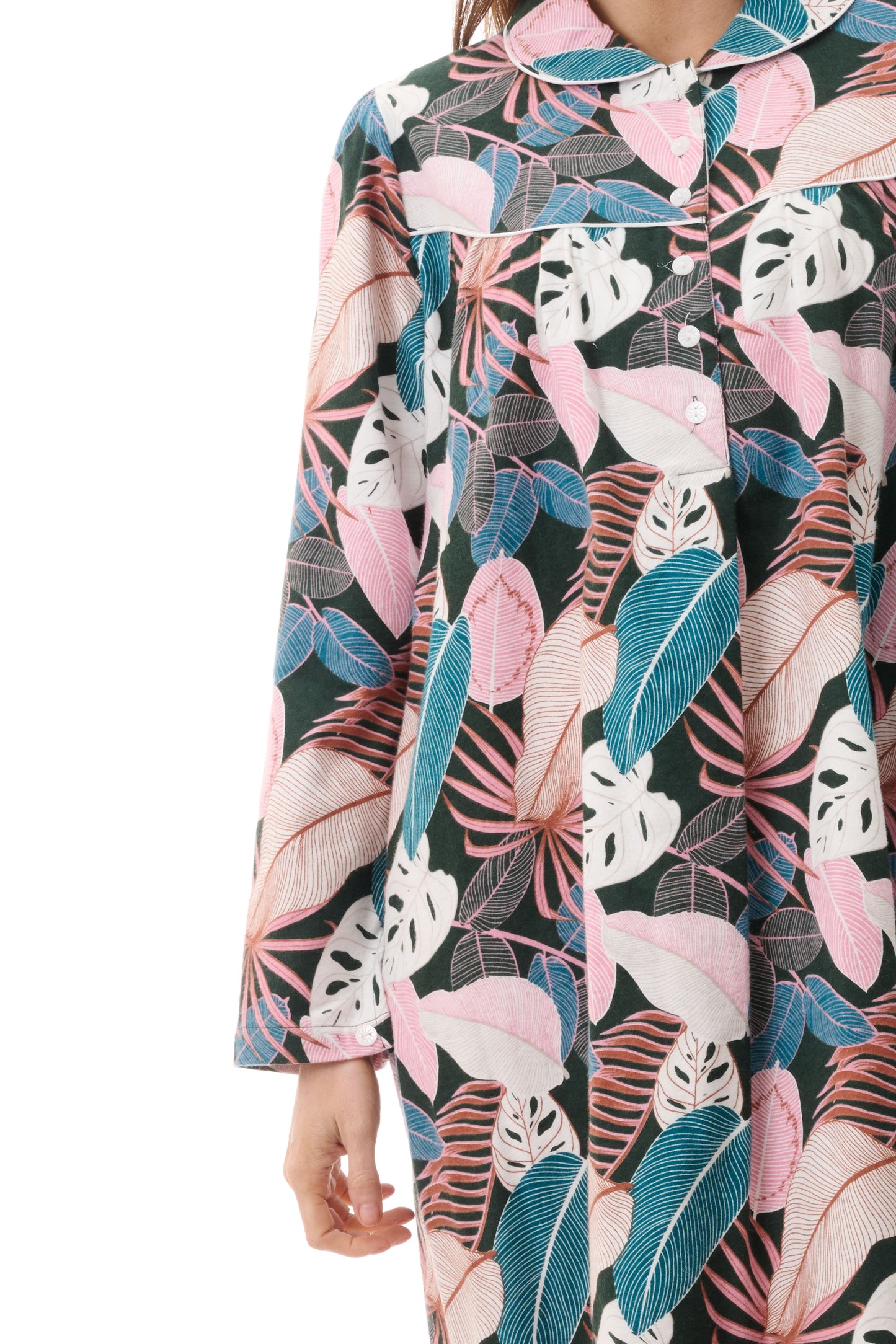 GIVONI:  FL Lulu Print Mid Length Collared Nightie