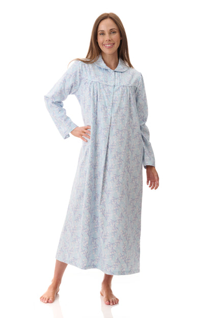 GIVONI:  FL Frida Print Long Length Collared Nightie
