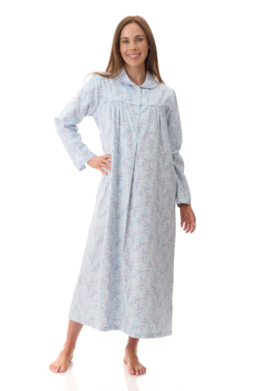 GIVONI:  FL Frida Print Long Length Collared Nightie