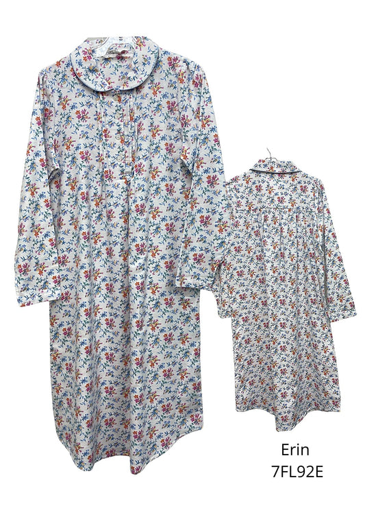 Givoni:  Flannelette Mid length nightie Long Sleeves 'Erin'
