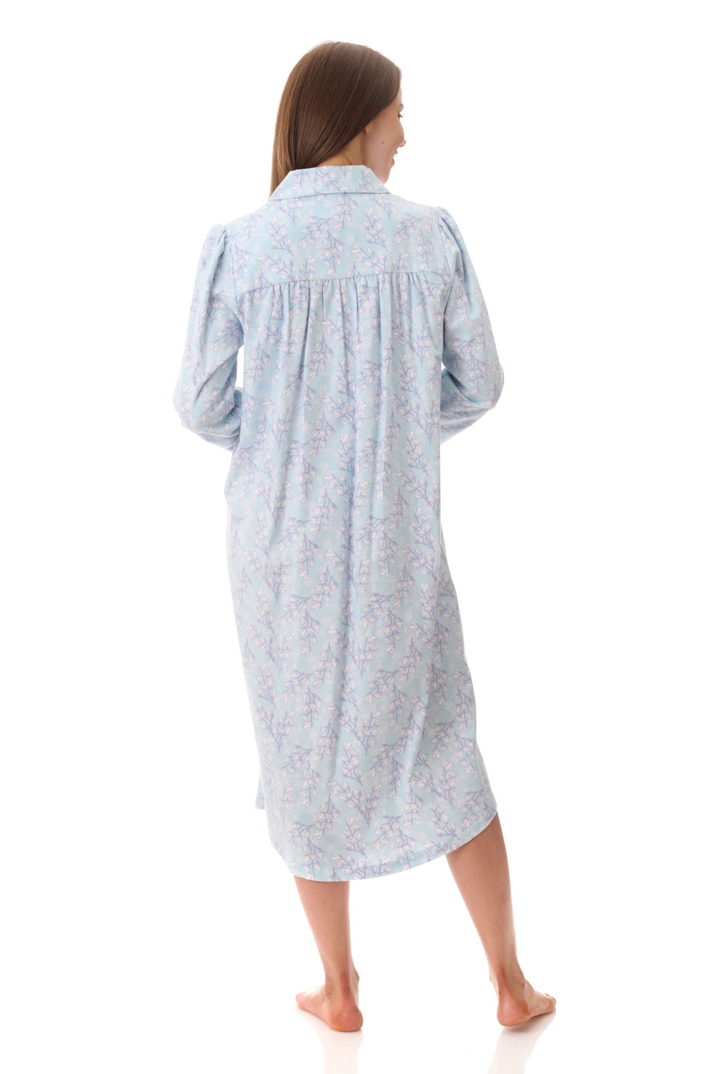 GIVONI:  FL Frida Print Mid Length Collared Nightie