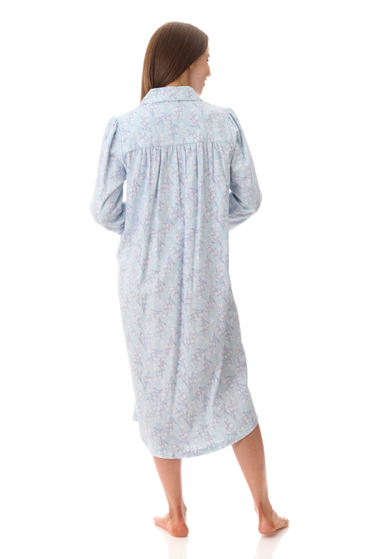 GIVONI:  FL Frida Print Mid Length Collared Nightie