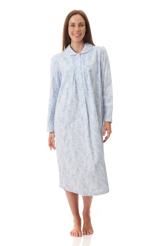 GIVONI:  FL Frida Print Mid Length Collared Nightie