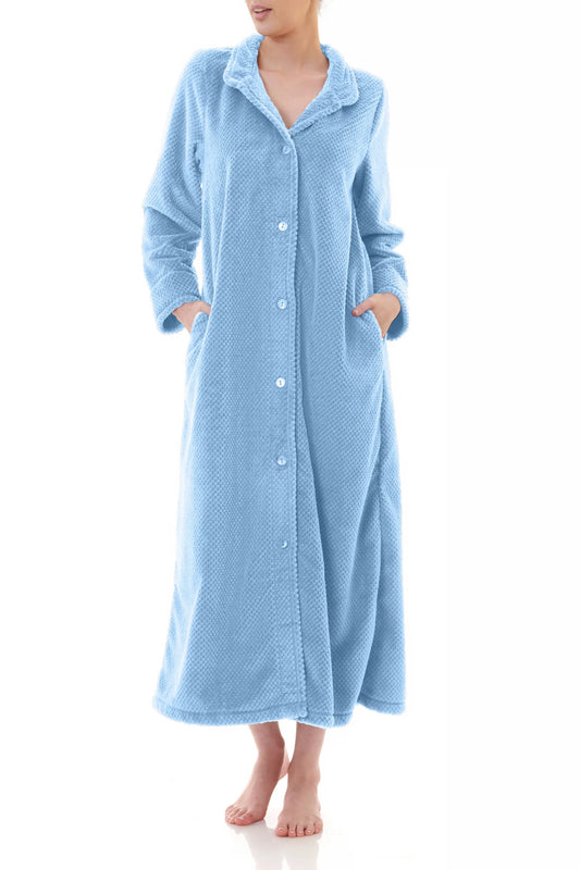 Givoni: Long Length Gown Button Front Luxury Polar 'Dimple'