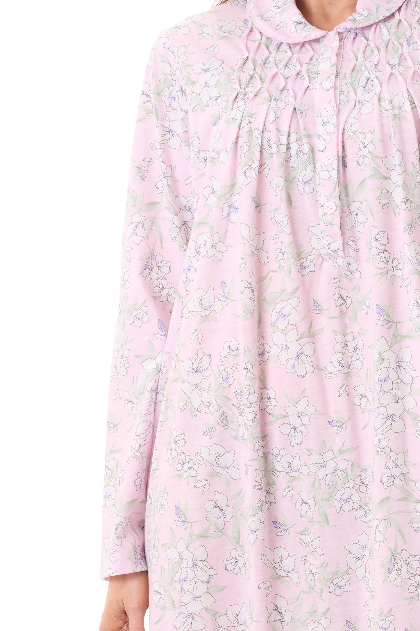 GIVONI:  HP Asha Print Medium Length Collared Nightie