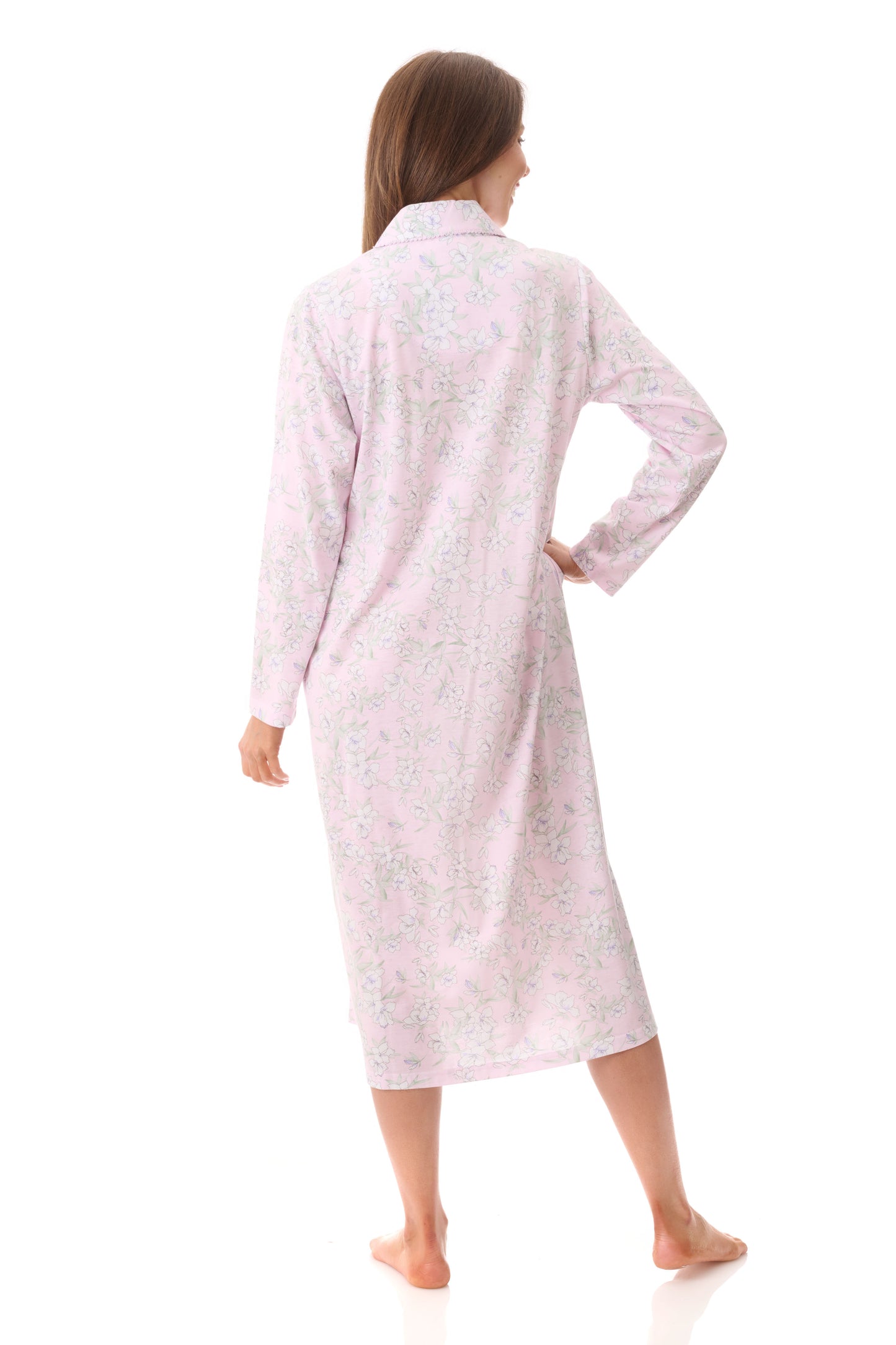 GIVONI:  HP Asha Print Medium Length Collared Nightie