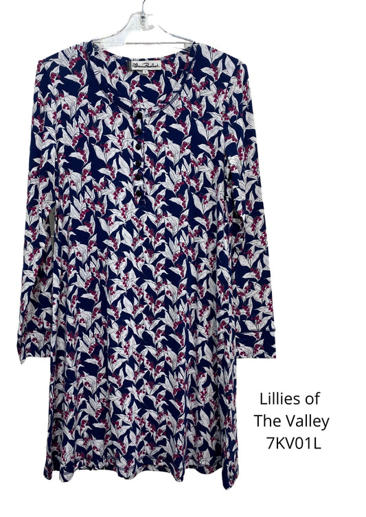 Givoni:  Short Sleepshirt.  KV Slinky Knit.  'Lillies of the Valley'