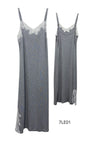 Givoni:  Mid Length Chemise Lace Detail Modal Slinky Knit 'Grey Marle'