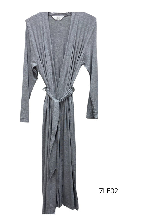 Givoni:  Mid Length Wrap Gown. Modal Slinky Knit 'Grey Marle'