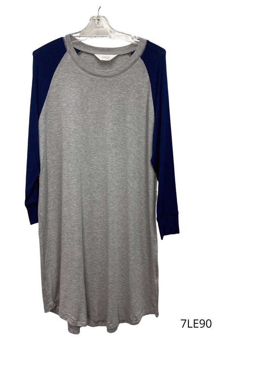 Givoni:  Short nightie, Raglan Sleeve, Modal Slinky Knit 'Navy/Greymarle'