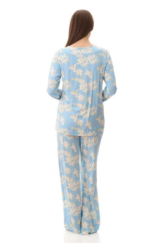 GIVONI:  LG Gia Print Detail Long Pyjama