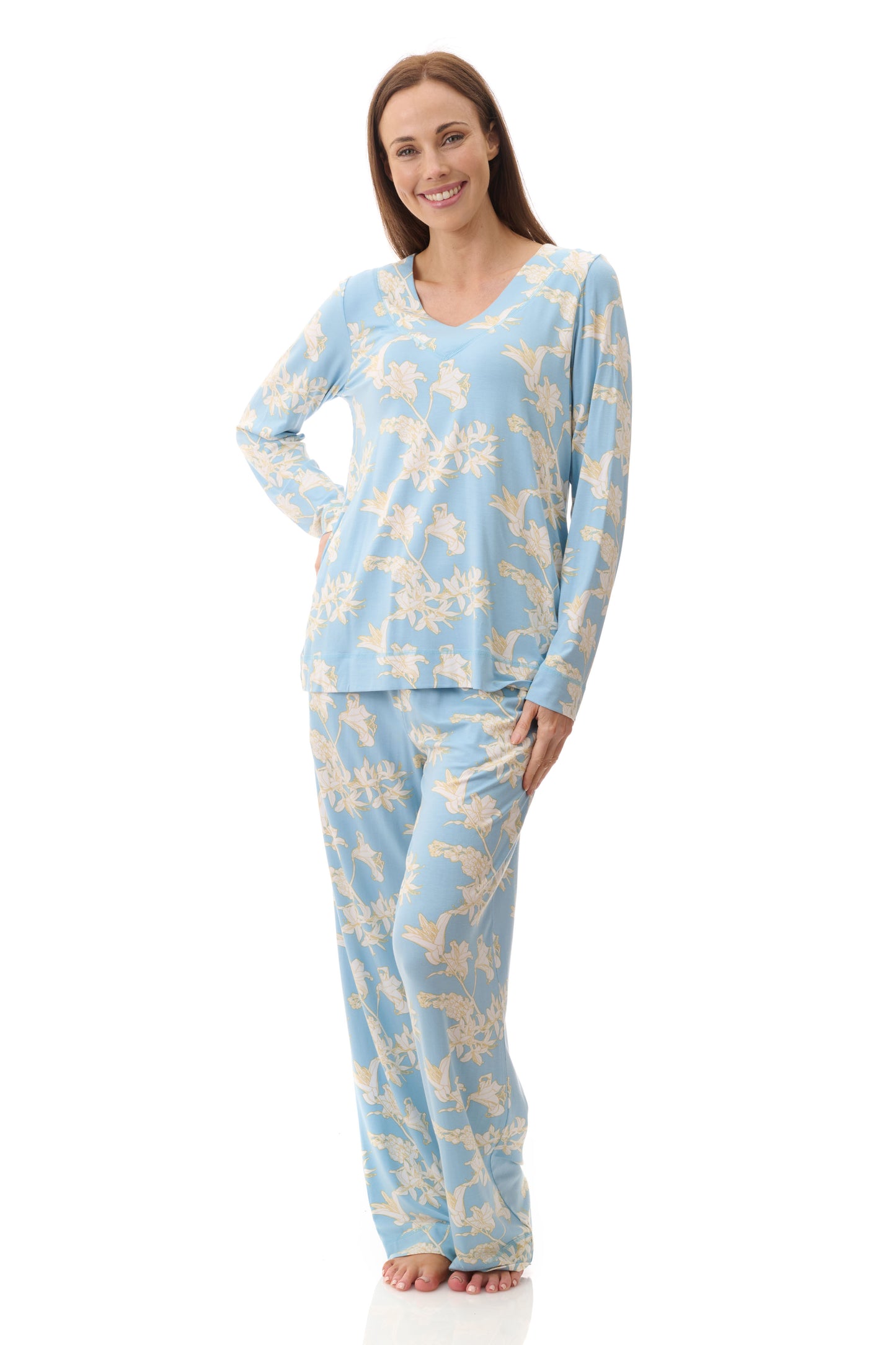 GIVONI:  LG Gia Print Detail Long Pyjama