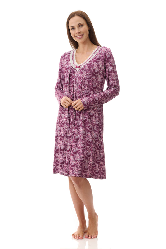 GIVONI:  LG Chloe Print Short Length V Neck Nightie