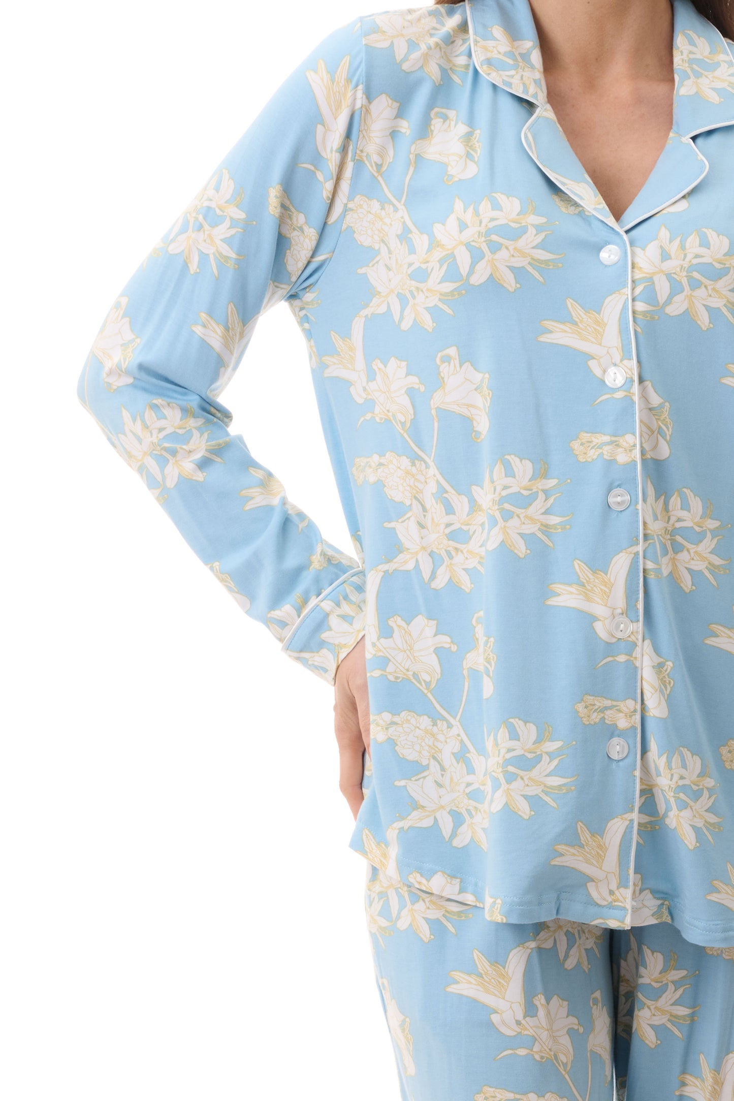 GIVONI:  LG Gia Print Detail Collared Pyjama