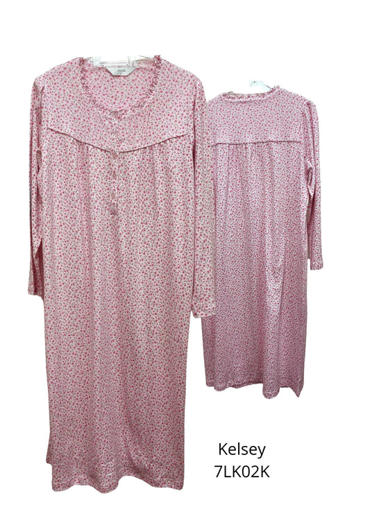 Givoni:  Short Length Nightie Long Sleeves 100% Cotton 'Kelsey'