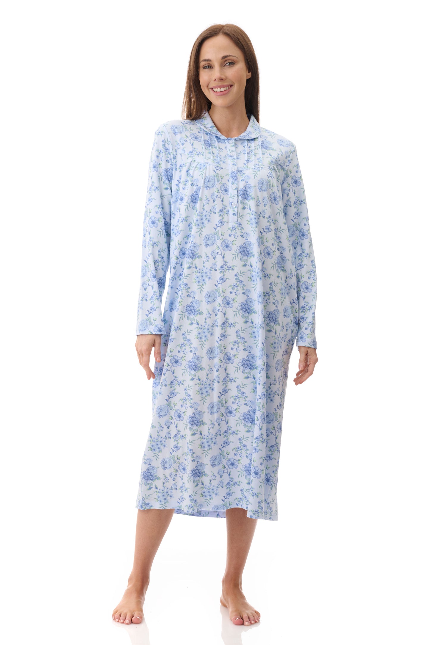 GIVONI:  LK Mira Print Mid Length Collared Nightie