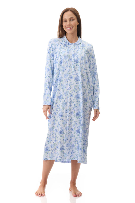 GIVONI:  LK Mira Print Mid Length Collared Nightie