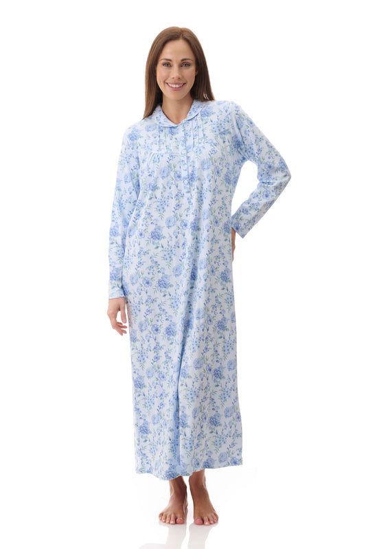 GIVONI:  LK Mira Print Long Length Collared Nightie