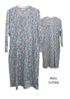 Givoni:  Mid Length Nightie Long Sleeves Cotton Knit Jersey 'Bella'