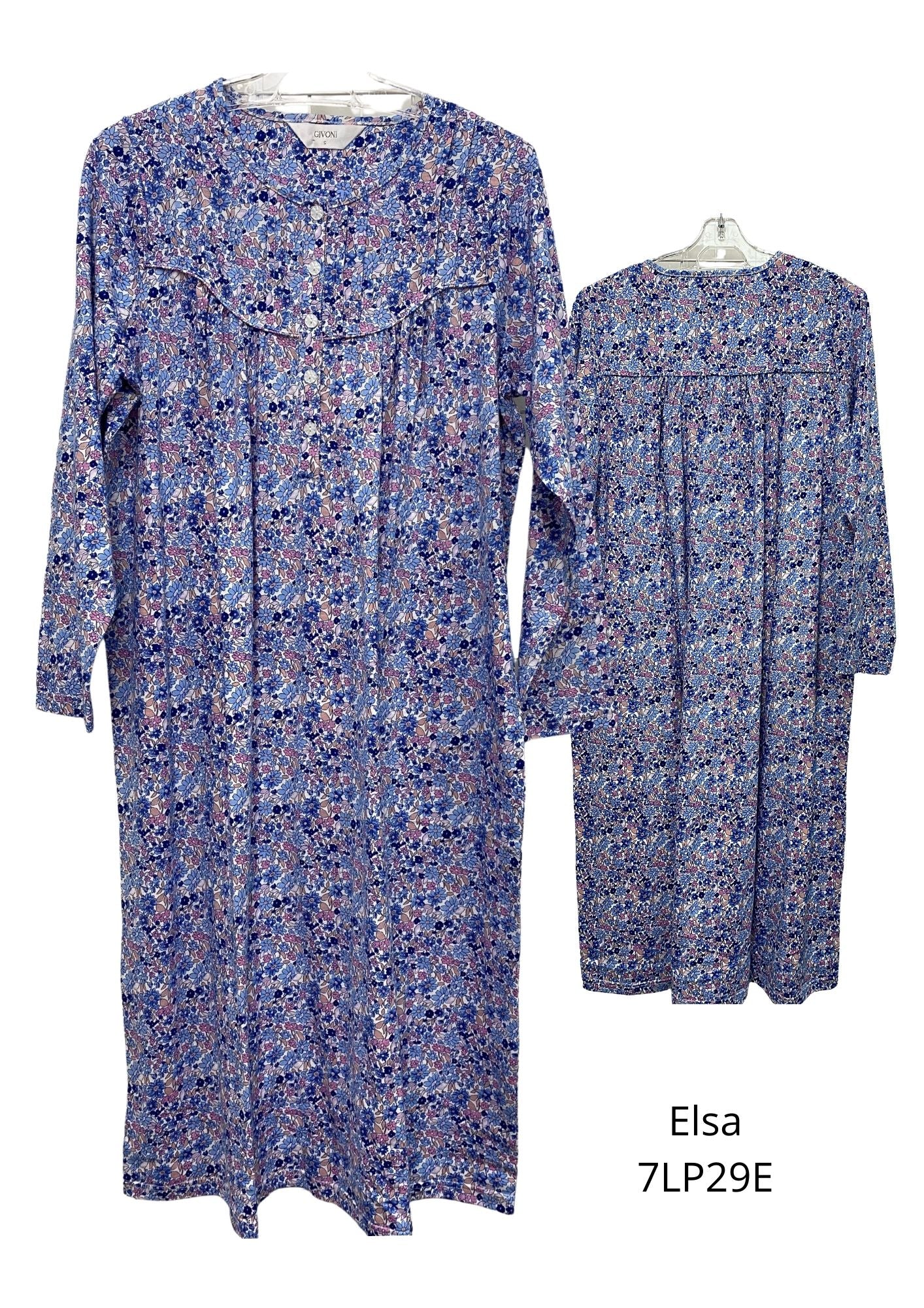 Givoni:  Short Nightie Long Sleeves Cotton Knit Jersey 'Elsa'
