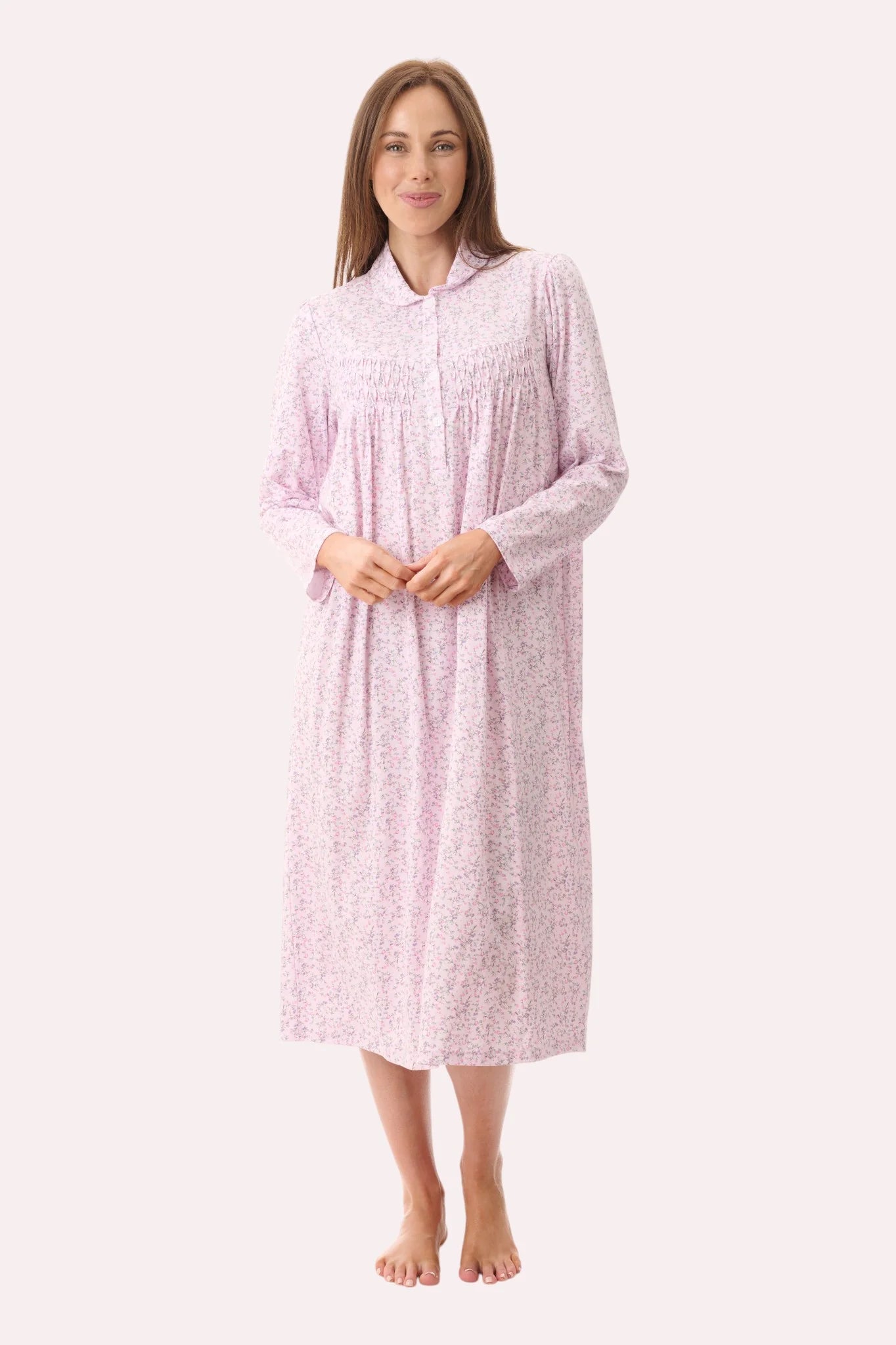 GIVONI LP Thea Mid Length Collared Nightie Cotton