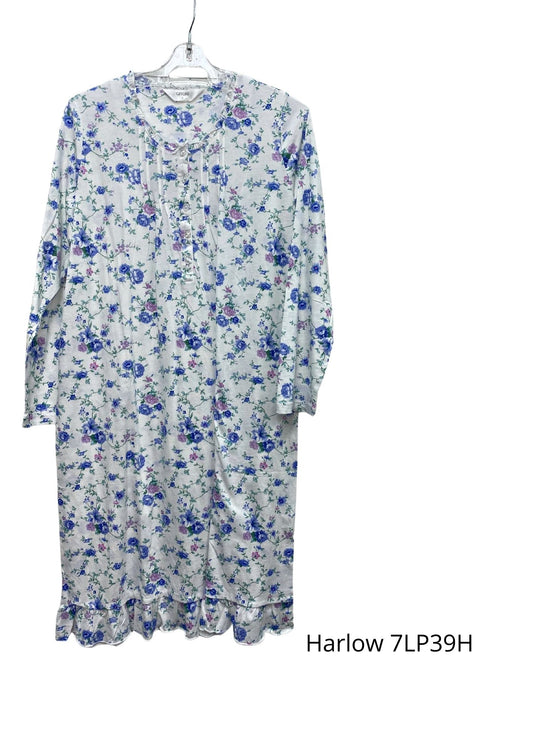 Givoni:  Mid Length Nightie Long Sleeves Cotton Knit Jersey 'Harlow'