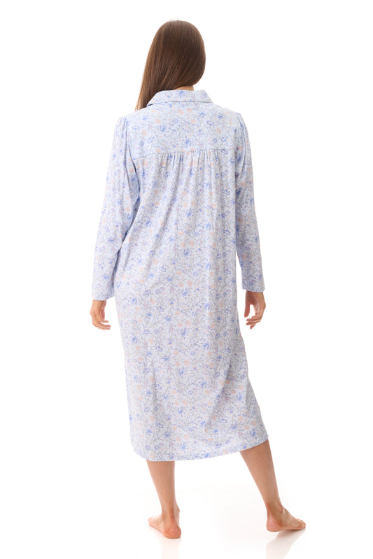GIVONI:  LP Poppy Print Mid Length Collared Nightie