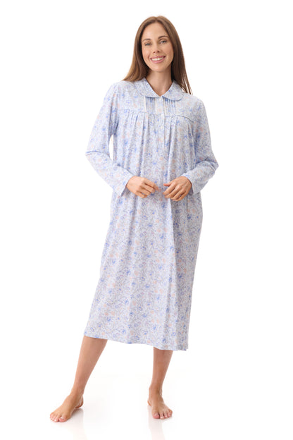 GIVONI:  LP Poppy Print Mid Length Collared Nightie